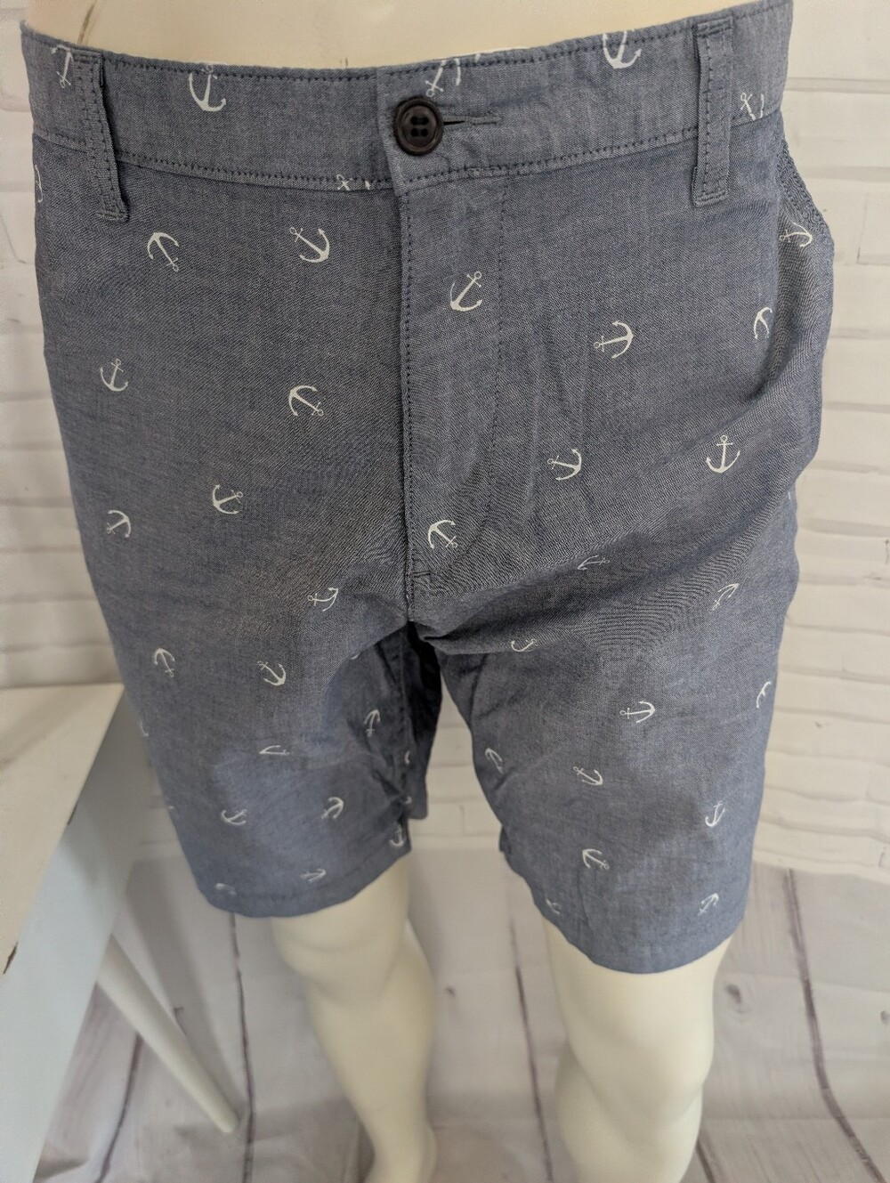 Dockers Men's Blue Anchor-Print Flat Front Shorts